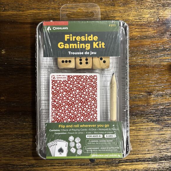 Coghlans Fireside Gaming Kit w/Cards/Dice/Notepad/Pencil Fun Family Games Sealed - Picture 1 of 4
